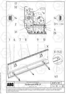 94057 Deflector plate for extandable screed OMNI 1011 ATT. SCREEDS 3,0 - 9,0M PF6110 PF6160/PF6170, Volvo Construction Equipment
