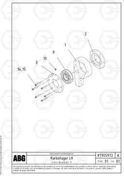 65136 Crank bearing for extension MB 120 VARIO ATT. SCREEDS 5,0 -12,5M ABG9820, Volvo Construction Equipment