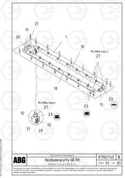 79453 Heated screed plate for basic screed VDT-V 88 ETC SCREEDS 3,0 - 9,0M ABG9820, Volvo Construction Equipment