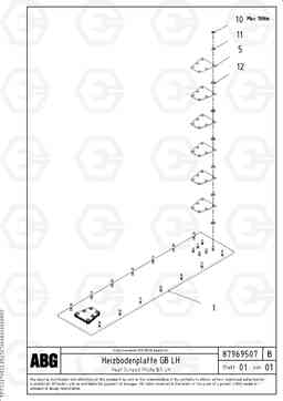 75042 Heated screed plate for basic screed VDT-V 88 GTC ATT. SCREEDS 3,0 - 9,0M ABG9820, Volvo Construction Equipment