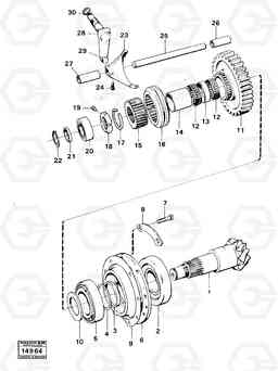 37631 Shafts and gears for high and low ranges 616B/646 616B,646 D45, TD45, Volvo Construction Equipment