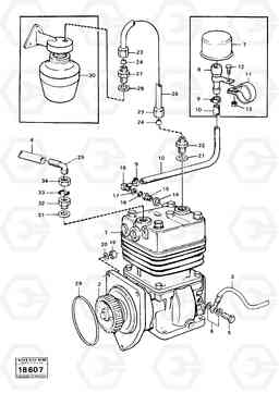 90449 Air compressor with fitting parts. 5350B Volvo BM 5350B SER NO 2229 - 3999, Volvo Construction Equipment