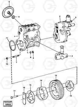 16690 Fuel injection pump with fitting parts L50 L50 S/N -6400/-60300 USA, Volvo Construction Equipment