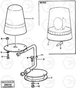17036 Rotating beacon with fitting parts L50 L50 S/N -6400/-60300 USA, Volvo Construction Equipment