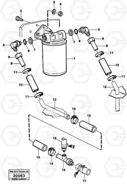 98564 Oil filter with pipe. L50 L50 S/N -6400/-60300 USA, Volvo Construction Equipment