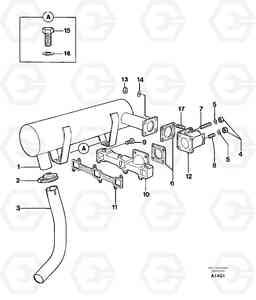 25351 Exhaust manifold / muffler EC14 TYPE 246, 271, Volvo Construction Equipment