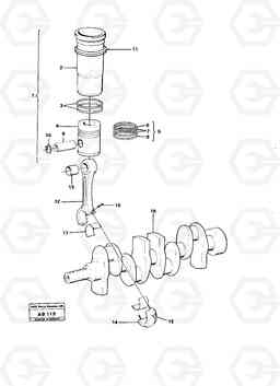 56308 Cylinder liner, piston and connecting rod L50 L50 S/N 6401- / 60301- USA, Volvo Construction Equipment
