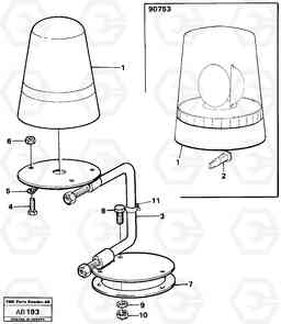 15888 Rotating beacon with fitting parts L50 L50 S/N 6401- / 60301- USA, Volvo Construction Equipment