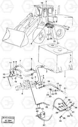 100357 Equipment hydraulic 2 - circuit: Tank - pump L70 L70 S/N 7401- / 60501- USA, Volvo Construction Equipment