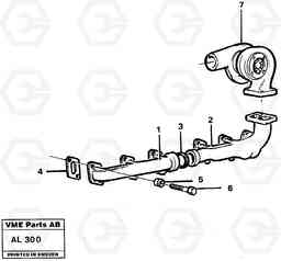 14722 Exhaust manifold and installation components L70B/L70C VOLVO BM VOLVO BM L70B/L70C SER NO - 13115, Volvo Construction Equipment