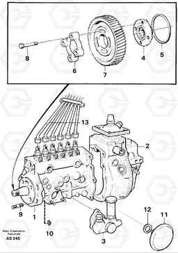25195 Fuel injection pump with fitting parts L70C SER NO 13116-, SER NO BRAZIL 70007-, Volvo Construction Equipment