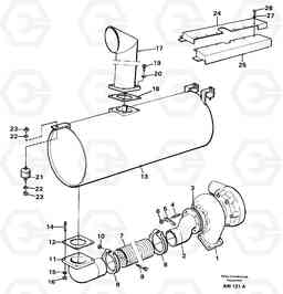 36185 Exhaust system, silencer L180C S/N 2533-SWE, 60465-USA, Volvo Construction Equipment