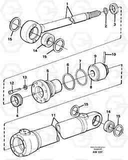 49409 Hydraulic cylinder. L180C S/N 2533-SWE, 60465-USA, Volvo Construction Equipment