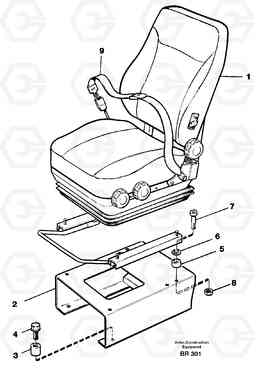 91247 Operator seat with fitting parts A40 SER NO 1201-, SER NO USA 60101-, Volvo Construction Equipment