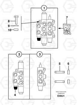 1851 Control valve : 2 spools EC70 TYPE 233, Volvo Construction Equipment