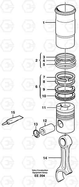 14069 Cylinder liner and piston L120D, Volvo Construction Equipment