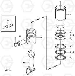 24656 Cylinder liner and piston L180E HIGH-LIFT S/N 5004 - 7398, Volvo Construction Equipment